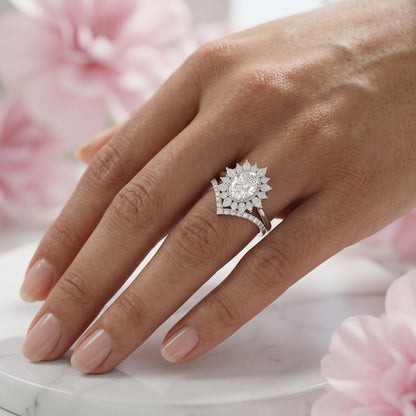 1.60 Ct Oval Lab-Grown Engagement & Bridal Ring Set