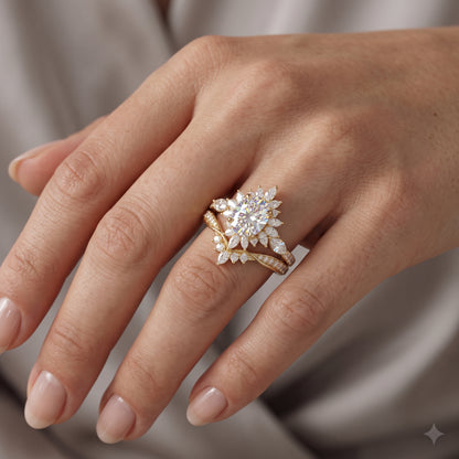 2.50 Ct Oval Lab-Grown Engagement & Bridal Ring Set