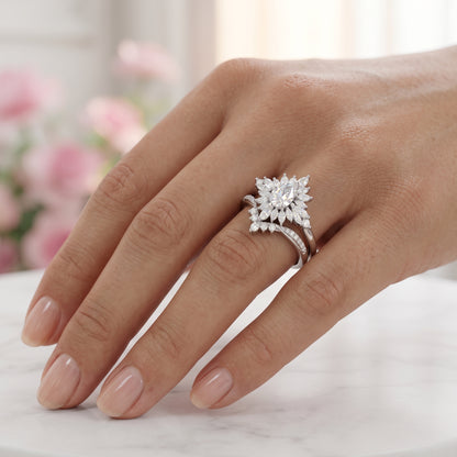 1.70 Ct Pear Cut Diamond Bridal Set – Halo Engagement Ring