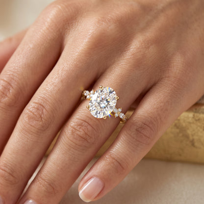 2.800 ct Vintage Oval Engagement Ring, 14K Solid Yellow Gold
