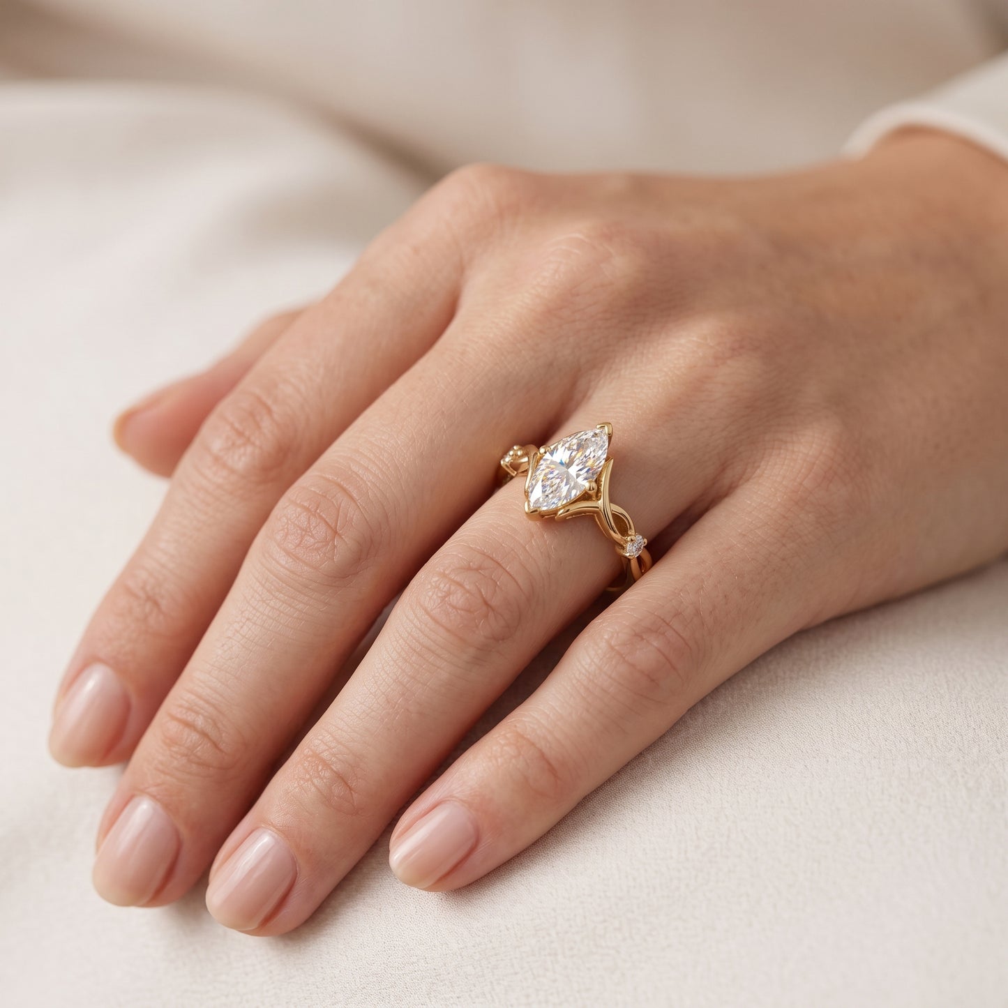 0.536 Ct Marquise Cut Lab Diamond Ring – Engagement Jewelry