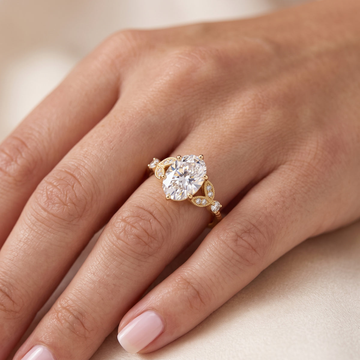 1.320 Ct Oval Lab Diamond Ring – Vintage Art-Deco Engagement Piece