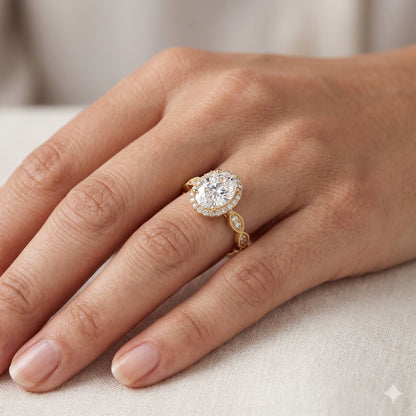 1.60CT Oval Halo Lab Grown Diamond Engagement Ring