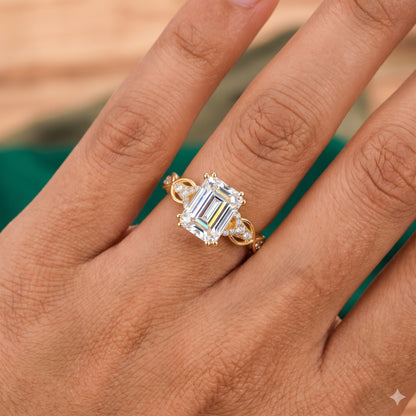 1.60ct Emerald Cut Lab Diamond Engagement Ring