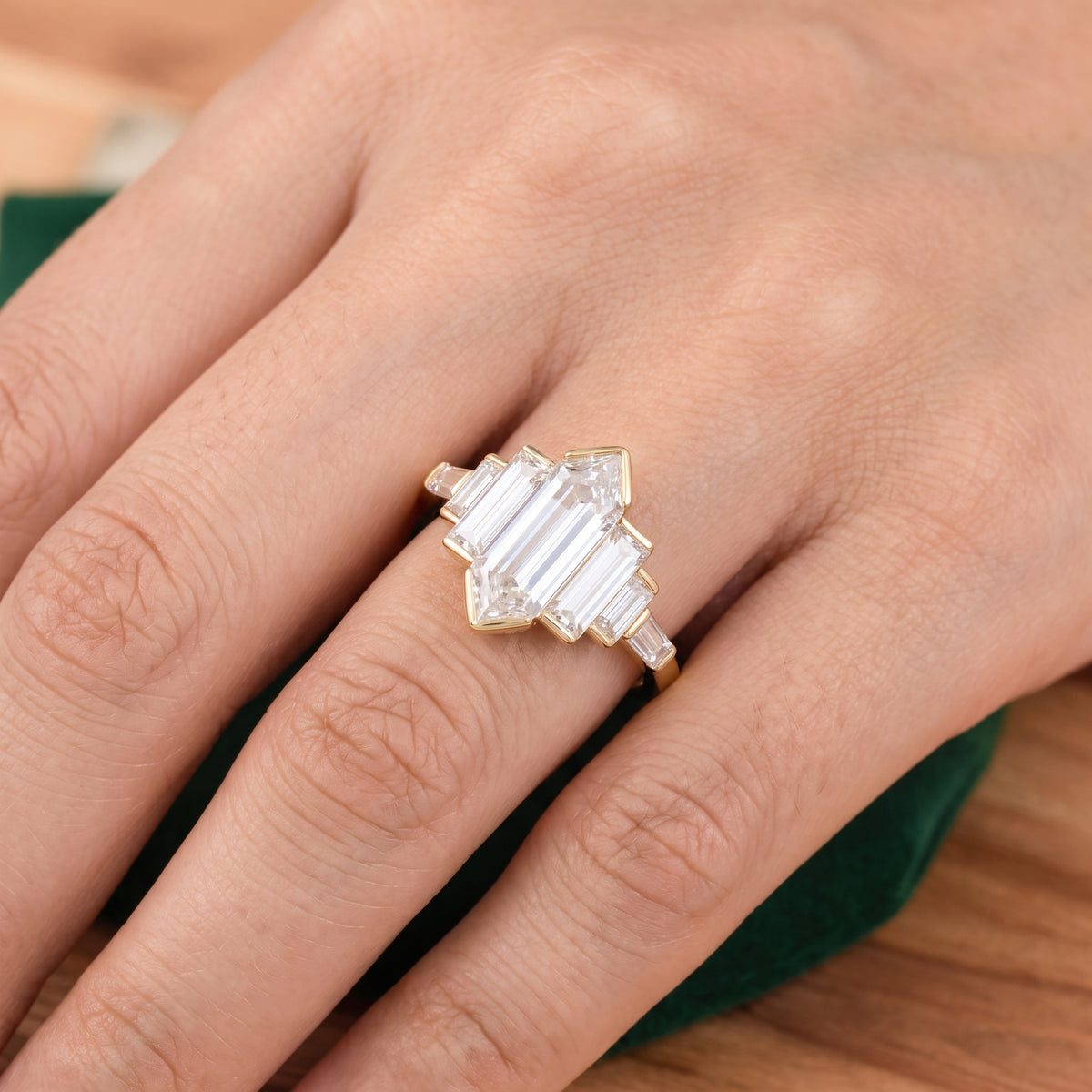 2.480 ct Hexagon Cut Lab Grown Diamond Engagement Ring