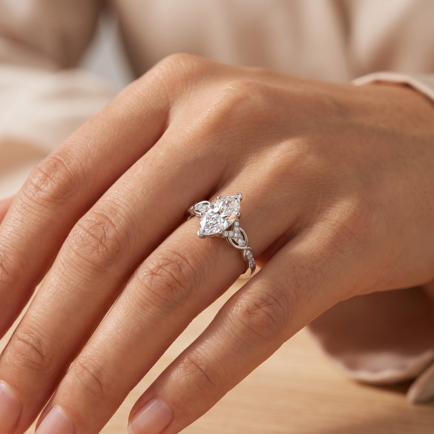1.60ct Marquise Cut Lab Diamond Engagement Ring