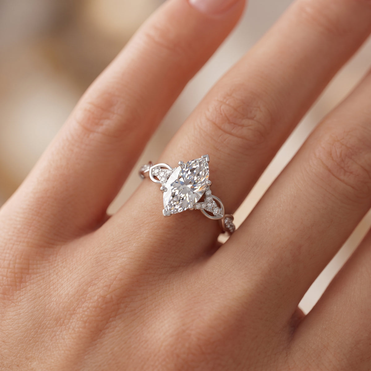 1.60ct Marquise Cut Lab Diamond Engagement Ring