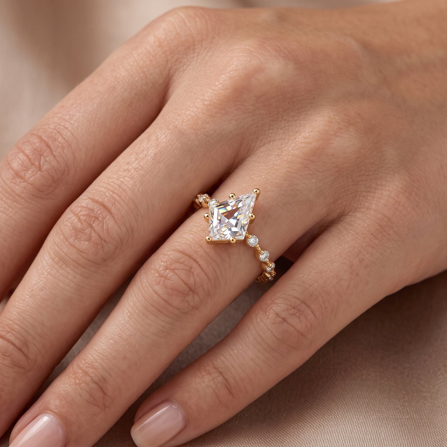 1.120ct Kite Lab Diamond Vintage Ring – Rose Gold