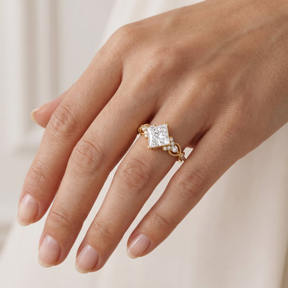 1 ct Princess Lab Diamond Twist Engagement Ring