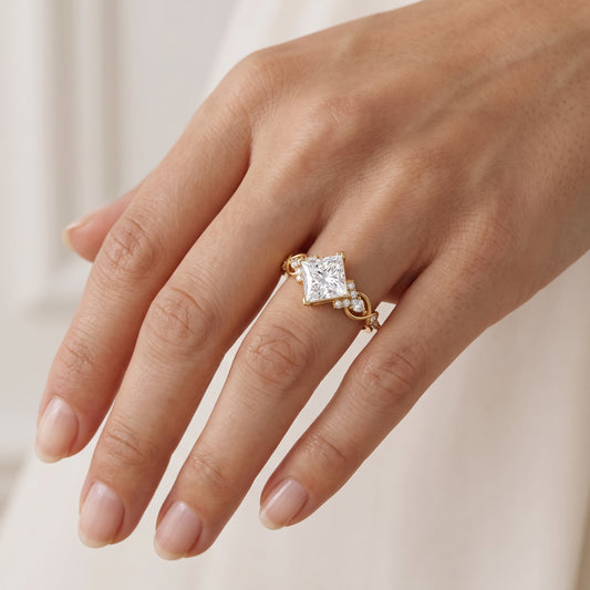 1 ct Princess Lab Diamond Twist Engagement Ring