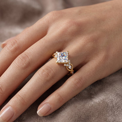 1 ct Princess Lab Diamond Twist Engagement Ring