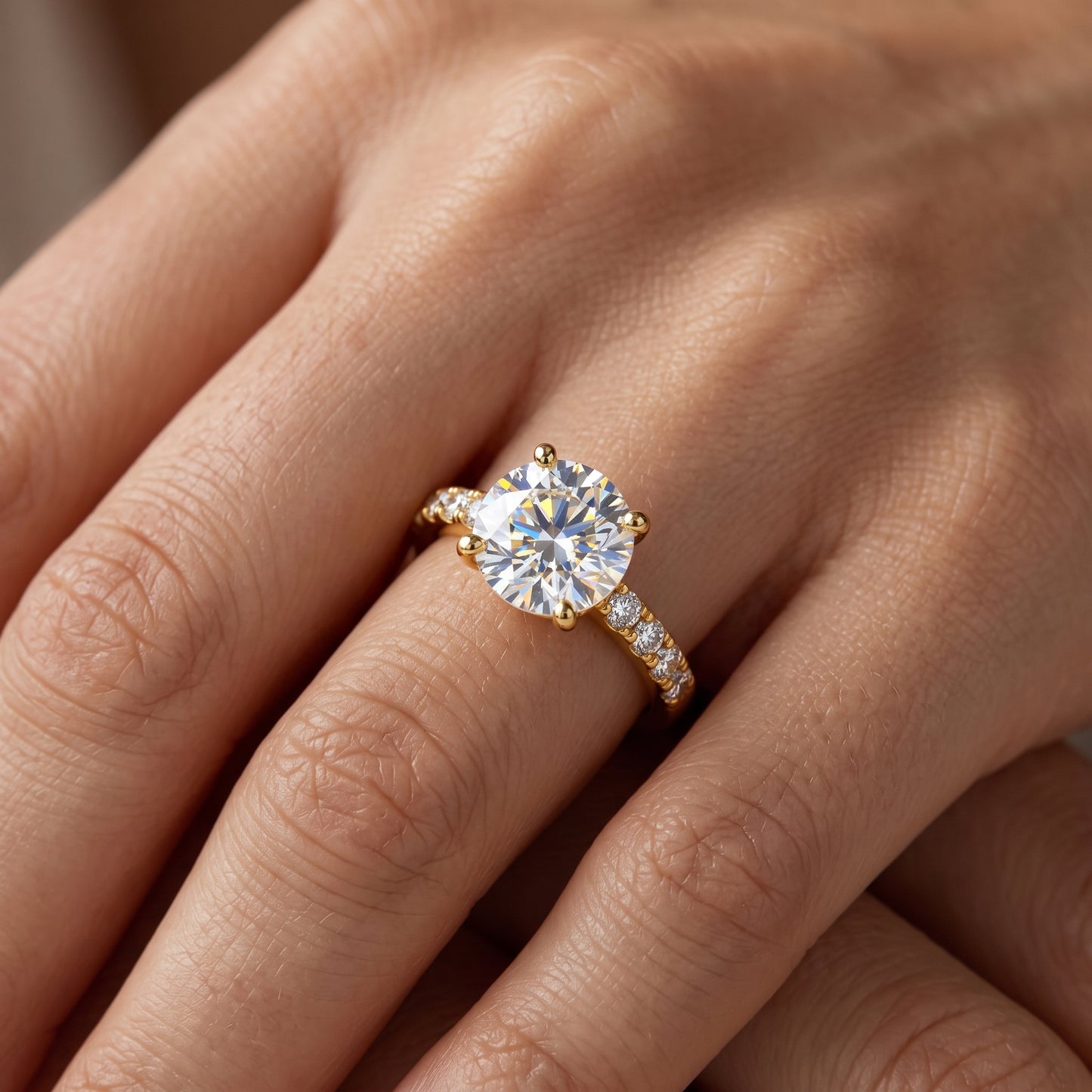 1.00 ct Vintage Round Cut Lab Grown Diamond Engagement Ring • Half Eternity Wedding Band