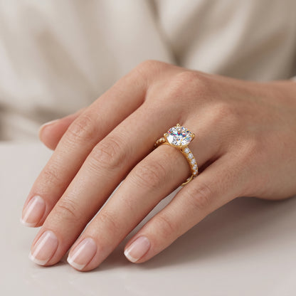 1.00 ct Vintage Round Cut Lab Grown Diamond Engagement Ring • Half Eternity Wedding Band