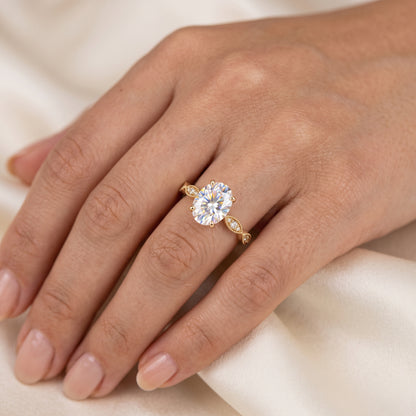 1.25 ct Oval Lab Grown Diamond Engagement Ring • Vintage Rose Gold Ring with Milgrain Detail