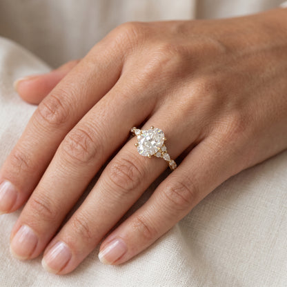 1.25 ct Oval Lab Grown Diamond Engagement Ring • Rose Gold Cluster Bridal Ring
