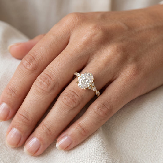 1.25 ct Oval Lab Grown Diamond Engagement Ring • Rose Gold Cluster Bridal Ring