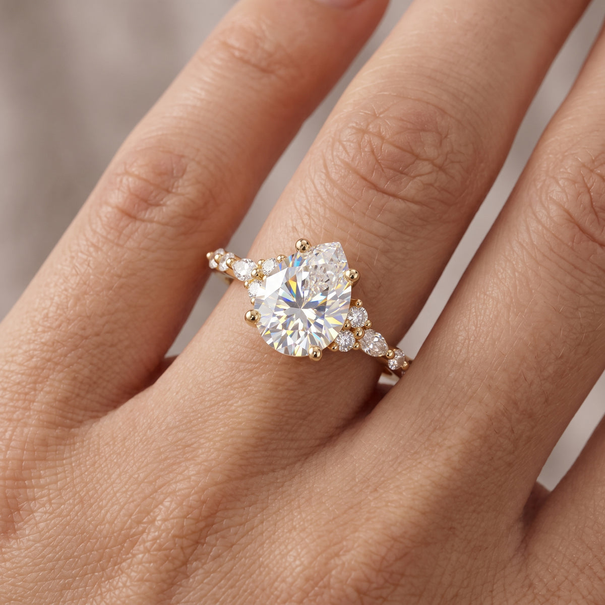 Pear Shaped Lab Grown Diamond Engagement Ring