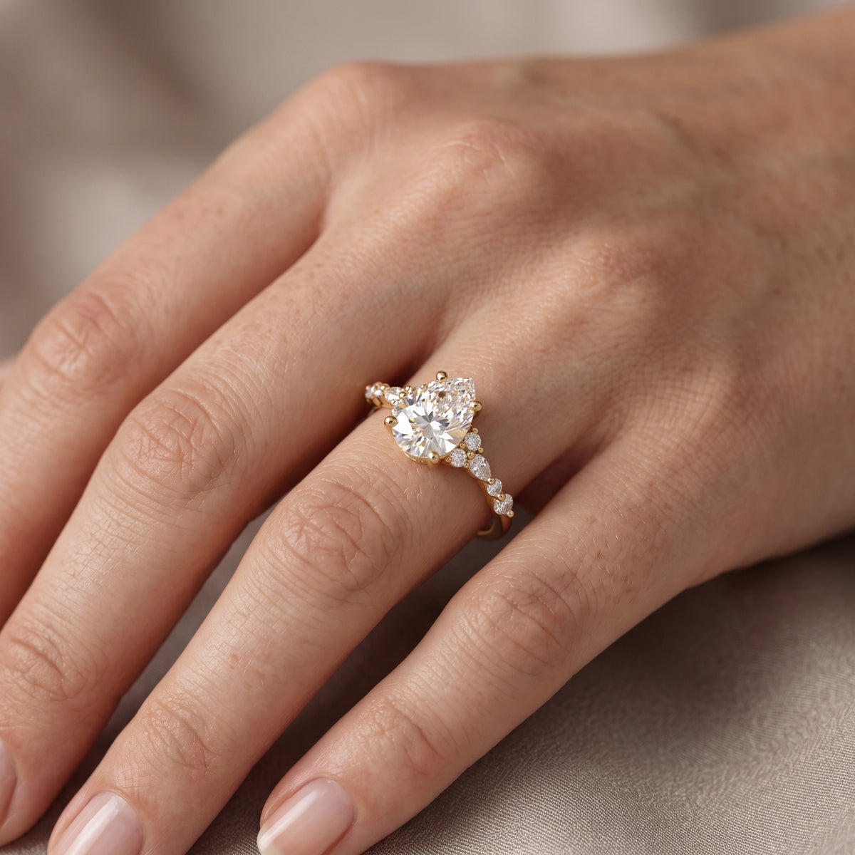 Pear Shaped Lab Grown Diamond Engagement Ring