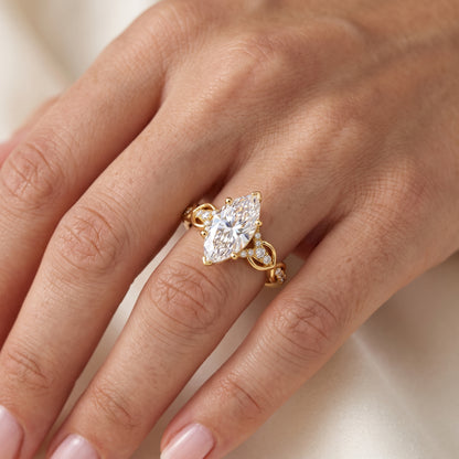 1.00ct Marquise Lab Grown Diamond Engagement Ring • Vintage Twist White Gold Ring
