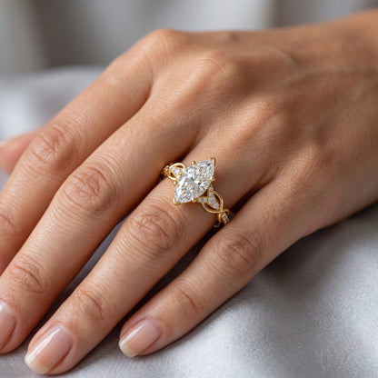 1.00ct Marquise Lab Grown Diamond Engagement Ring • Vintage Twist White Gold Ring