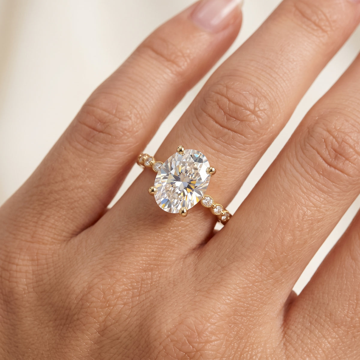 1.50 CT Oval Lab Grown Diamond Engagement Ring