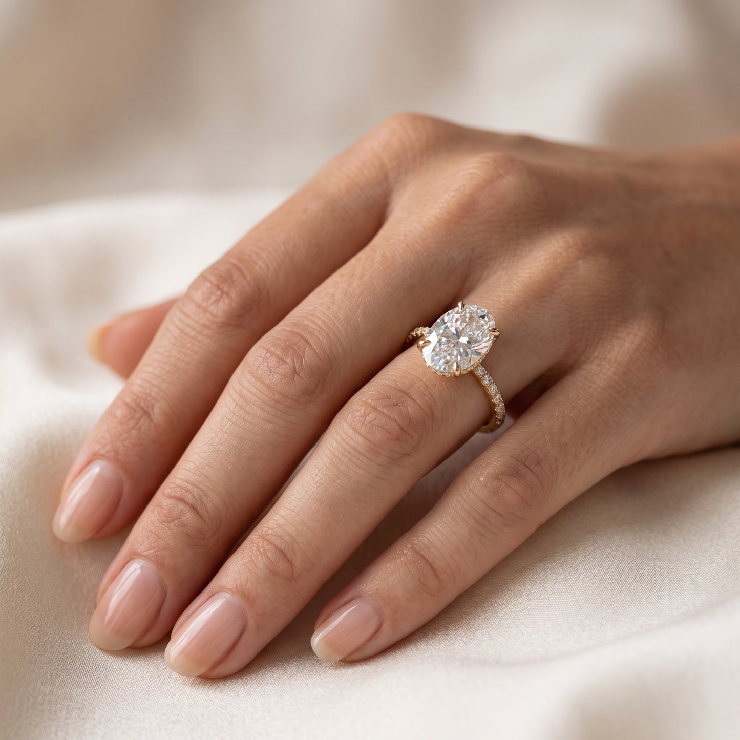 2.40CT Oval Cut Lab Grown Diamond Engagement Ring.Half Eternity Bridal Ring