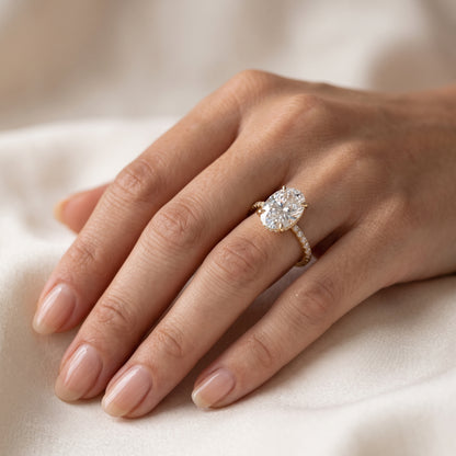 2.40CT Oval Cut Lab Grown Diamond Engagement Ring.Half Eternity Bridal Ring