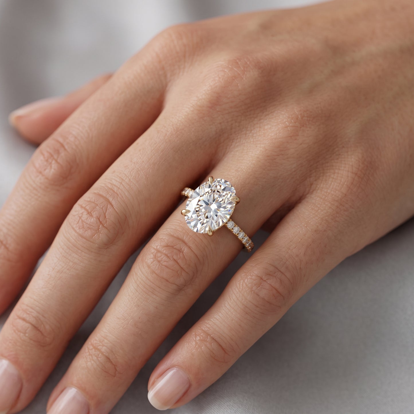 2.40CT Oval Cut Lab Grown Diamond Engagement Ring.Half Eternity Bridal Ring