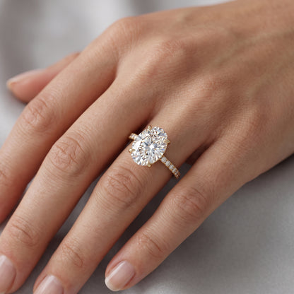 2.40CT Oval Cut Lab Grown Diamond Engagement Ring.Half Eternity Bridal Ring