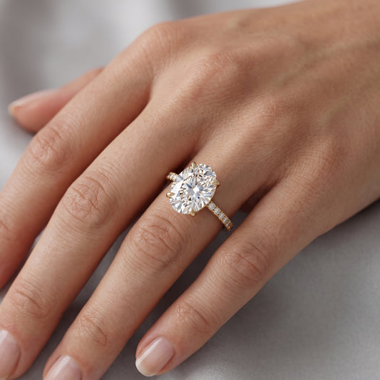 2.40CT Oval Cut Lab Grown Diamond Engagement Ring.Half Eternity Bridal Ring
