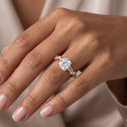 1.25ct Cushion Cut Lab Grown Diamond Solitaire Engagement Ring,Twisted Band
