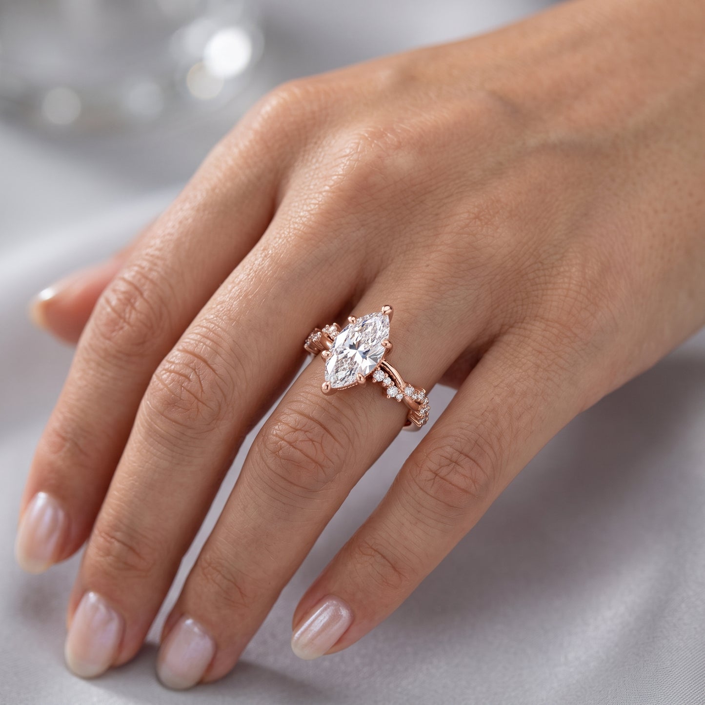 1.650 ct Marquise Cut  Lab Grown Diamond Solitaire infinity Engagement Ring