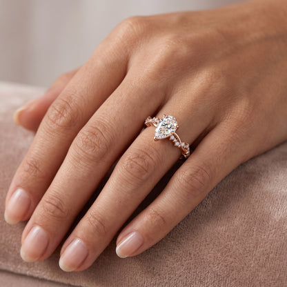 1.50ct Pear shaped Lab grown Diamond Infinity Engagement Ring