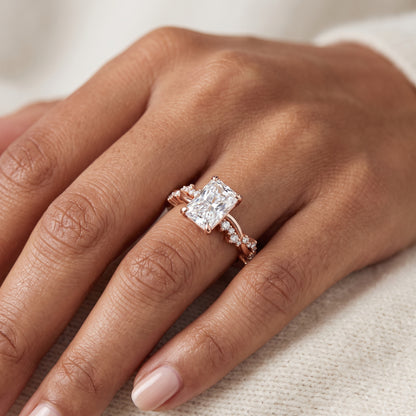 1.5 CT Radiant Cut Lab Grown Diamond Twig Engagement Ring
