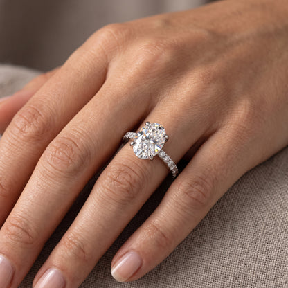 1.5 CT Oval Cut Lab Grown Diamond Engagement Ring for Women
