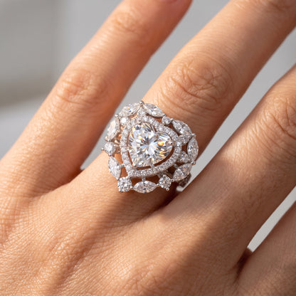 3.00CT Heart Cut Lab Grown Diamond Halo Engagement Ring