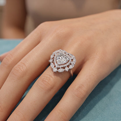 3.00CT Heart Cut Lab Grown Diamond Halo Engagement Ring