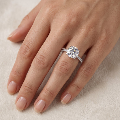 1.50CT Round Cut Lab Grown Diamond Solitaire With Accent Engagement Ring