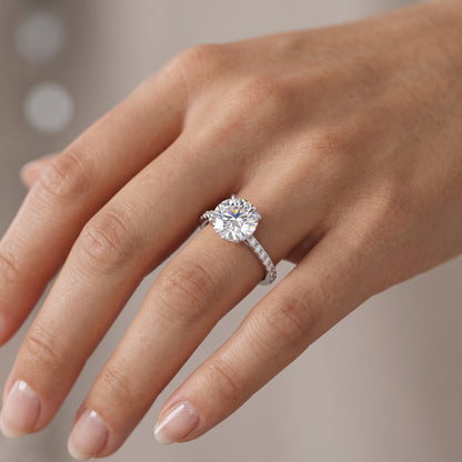 1.50CT Round Cut Lab Grown Diamond Solitaire With Accent Engagement Ring