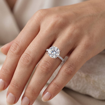 1.50CT Round Cut Lab Grown Diamond Solitaire With Accent Engagement Ring