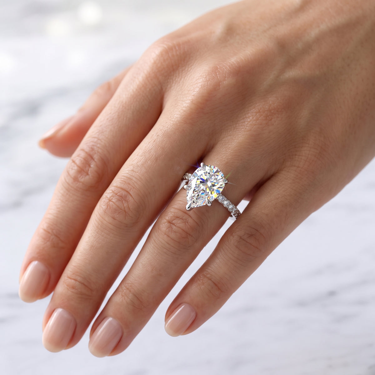 1.150 CT Pear Shape Natural Diamond Engagement Ring