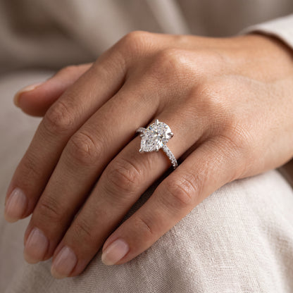1.150 CT Pear Shape Natural Diamond Engagement Ring
