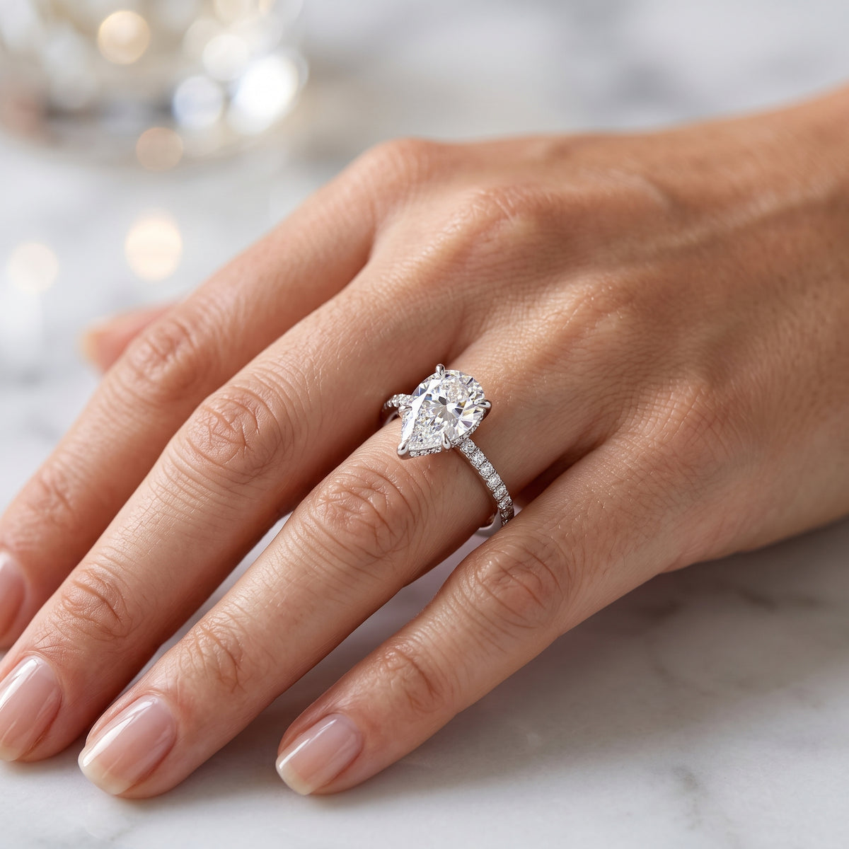 1.150 CT Pear Shape Natural Diamond Engagement Ring