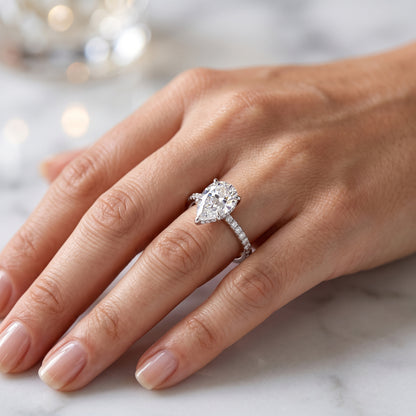 1.150 CT Pear Shape Natural Diamond Engagement Ring