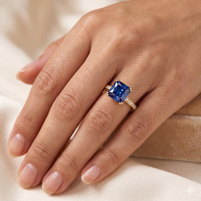 4.00ct Princess cut sapphire engagement ring
