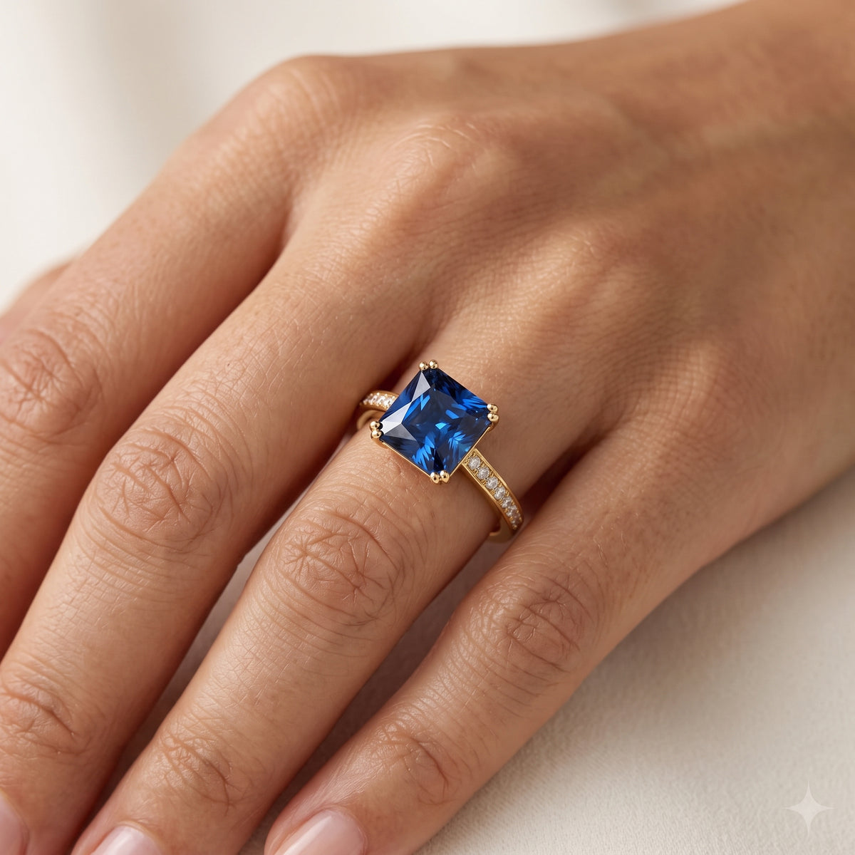 4.00ct Princess cut sapphire engagement ring