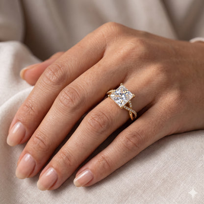 2.0ct Princess cut Twist Lab-Grown engagement ring
