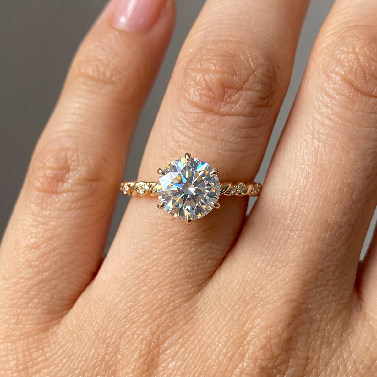 1.0CT Round Cut Twist Lab-Grown Diamond Ring