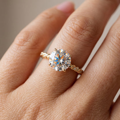 1.0CT Round Cut Twist Lab-Grown Diamond Ring