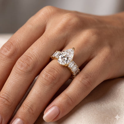 2.0CT Pear shaped Lab-Grown engagement ring